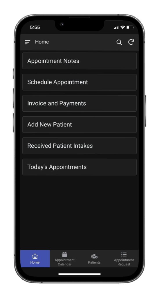 ChiroApp in the Dark configuration.